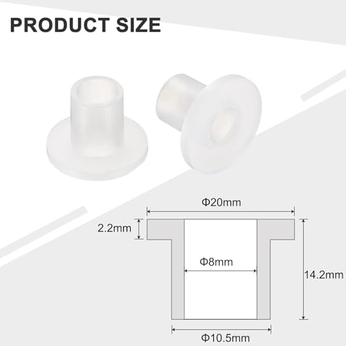 QUARKZMAN 10 Stück Flanschbuchsen Kunststoff Gleitlager ID 8mm x OD 10,5mm x Länge 14,2mm Nylonbuchsen, Weiß