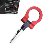 Icyfold Car Front Bumper Tow Hook, Aluminum Alloy Racing Style Screw-On Trailer Pull Ring, Universal Towing Hook Compatible with Most European Cars, Trucks, and SUVs (Red)