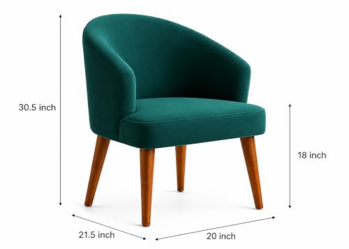 Image of WOODEN SPACE Velvetine Arm Chair for Living Room | Pure Sheesham Wood Legs & Premium Velvet Fabric | Vintage Accent Chair for Home & Office (Sea Blue Pack of 6)