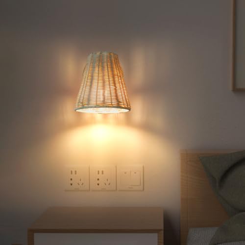 Aplique de pared de ratán compacto para iluminar espacios reducidos con luz cálida E27 6