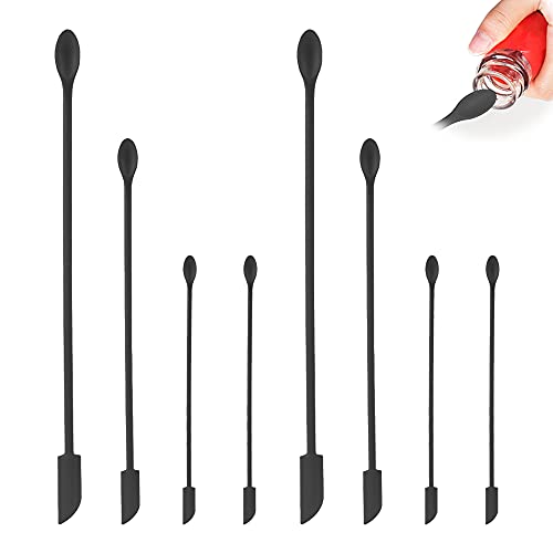 8 mini spatules de maquillage, mini spatule en silicone pour cosmétiques, petit grattoir réutilisable pour pot fin pour obtenir la dernière goutte de...