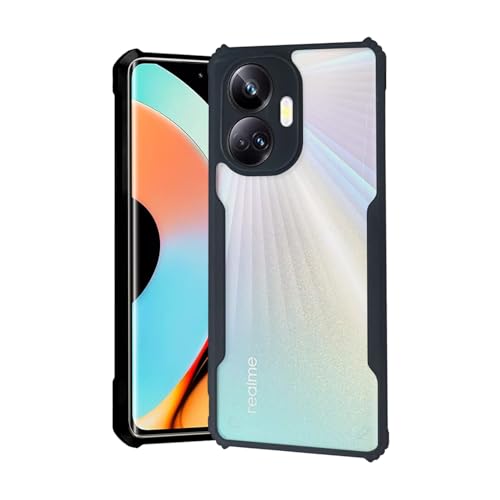 Image of AIBEX Crystal Clear Back Cover Case for Realme 10 Pro Plus 5G | 360 Degree Protection | Shock Proof Design | Transparent Back Cover Case (PC & TPU, Black Bumper)