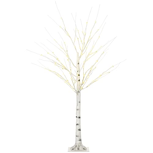 HOMCOM Albero di Natale con Luci LED e 12 Rami per Interni ed Esterni, Albero di Natale Bianco in PP e Metallo, 22x22x150 cm