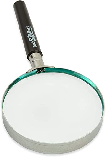 Real Glass Magnifying Glass Hand Lens - Reading Magnifier for Books - Large HandHeld 75mm Strong High Clarity Eye Glasses