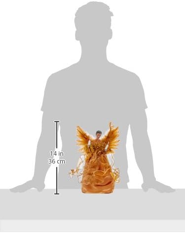 Kurt Adler UL 10-Light African American Angel Christmas Treetop Figurine, 13-Inch, Gold - Image 3