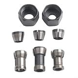 8pcs Collet Chuck Adapter Set, 6mm 1/4in 8mm Sizes for Engraving and Trimming Electric Router, Carbon Steel Split Bushing Converters(8PCS)