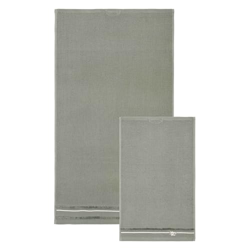 THUN Set 2 asciugamani, verde, 100% cotone, Collezione Country Bloom, t40 x 60, 60 x 100 cm