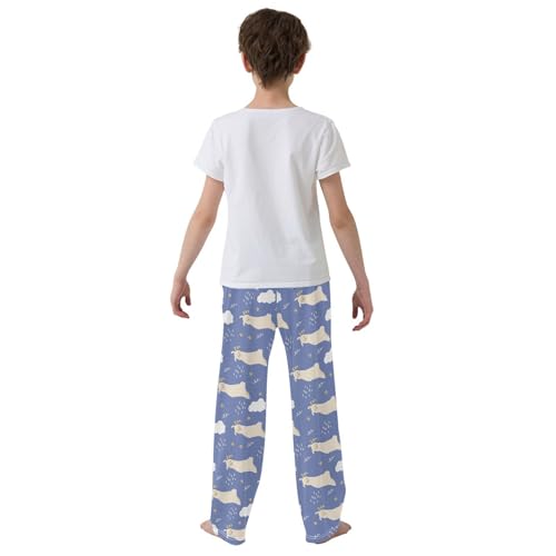 ZZXXB Sleeping Llama Boys Long Pants Soft Trousers Elastic Waist Kids Lounge Bottoms with Pockets S-XL3