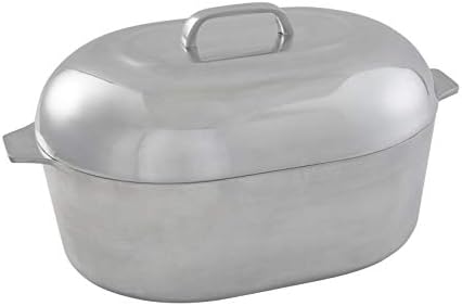 IMUSA USA Heavy Duty Cajun Oval Cast Aluminum Roaster 18", Silver