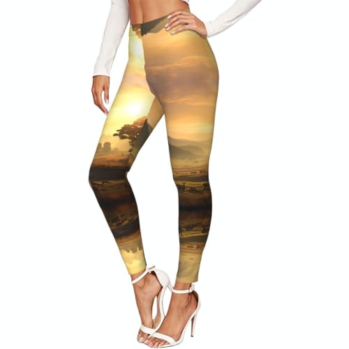 Leggings con estampado de ciervos pantalones de entrenamiento suave para senderismo