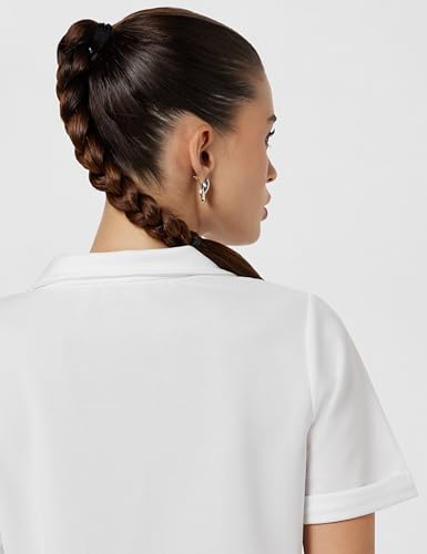 Image of Athena Lifestyle White Roll-Up Sleeves Solid Formal Top