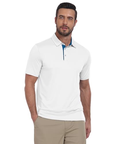 Image of ZITY Golf Shirts for Men Short Sleeve Moisture Wicking Solid Performance Designed Print Collared Casual Polo Shirt