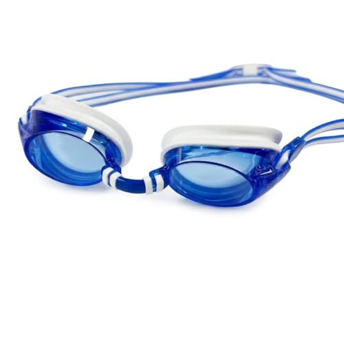 Image of BURNLAB Swimming Goggles for Everyday Pool Use, Clear Vision Lens, Easy Adjustable Strap, Unisex Adult (White blue)