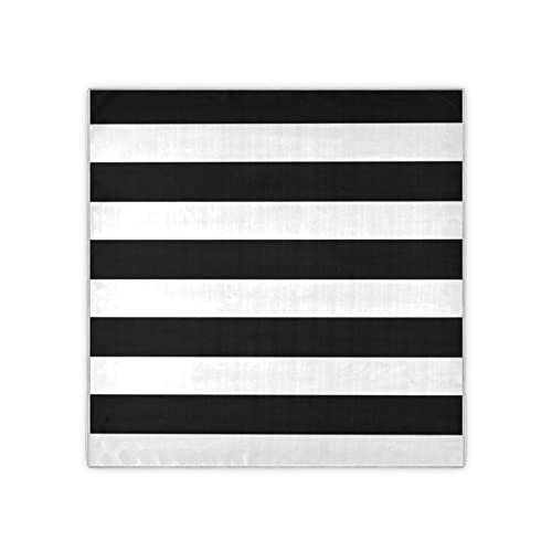 Black and White Horizontal Stripe Women Square Silk Like Hair Scarf Head Wrap Satin Head Scarf 35 x 352