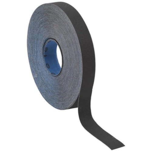 Sealey ER2525120 Emery Roll Blue Twill 25mm x 25mtr 120Grit Black