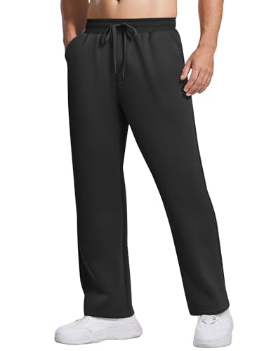 Pinspark - Pantalones de chándal para hombre de invierno, forro polar, pantalones de entrenamiento, sudadera, pantalones deportivos largos y cálidos con bolsillos, Negro , S