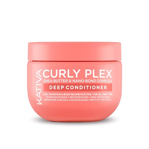 Kativa Curly Plex Deep Conditioner 450 ml | Todo Tipo de Rizos | Definición de Rizos y Reconstrucción | Con Nano-Bond Complex, Shea Butther y Semillas de Lino
