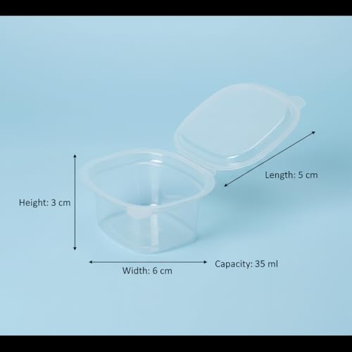 Image of Plastic air Tight Sauce Dip Container 35ml x50pcs Pack. Transparent Dip with Lid Ideal for Chutney, Sweets, Rayta Etc.