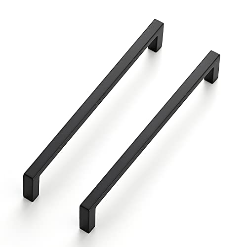 Image of Ravinte 10 Pack Matte Black Cabinet Pulls, 6-1 /4 Inch (160mm) Hole Center Slim Kitchen Handles, Square Drawer Pulls for Cabinets & Cupboards, Hardware