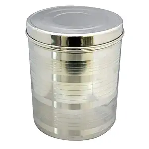 Ateer Stainless Steel Container - 5 Litre, 1 Piece, Silver Stainless Steel Round Dabba Canister Container 5 KG Food/Dough/Liquid Capacity NO Joints Storage Box
