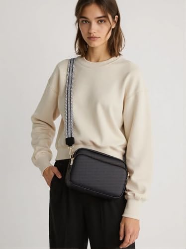 Crossbody Bags for Women, Small Cross Body Purse Vegan Leather Triple Zip Shoulder Handbag with Adjustable Wide Strap3