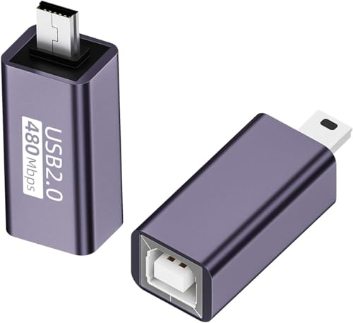 Image of ETZIN Mini USB to MIDI Electronic Musical Adapter 480Mbps Mini USB Male to USB B Female Data Print Connector 7W Charging, Al Case for Printer Scanner Electronic Pianos,EPL-1579CC