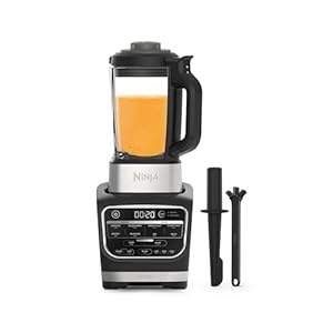 Ninja Foodi Blender & Soepmaker, 10 Auto-iQ-programma’s, 1,7L Glazen Kan, Warm & Koud Blender, Ingebouwd Verwarmingselement, Stamper, Schoonmaakprogramma & Borstel, 1000W, Zwart, HB150EU