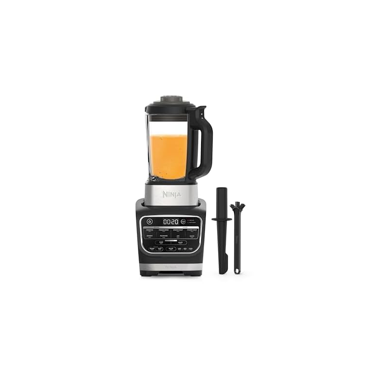 Productafbeelding van Ninja Foodi Blender & Soepmaker, 10 Auto-iQ-programma's, 1,7L Glazen Kan, Warm & Koud Blender, Ingebouwd Verwarmingselement, Stamper, Schoonmaakprogramma & Borstel, 1000W, Zwart, HB150EU voor vergelijking en koopadvies