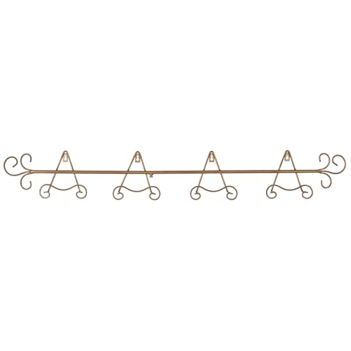 Touch of Class Galla Petite Plate Rack - Satin Gold - Metal Hanging Collector Holder - Decorative Vintage Holders for Wall - Displays 4 Plates - 42 Inches Wide
