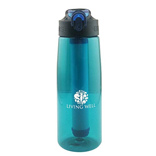 Water Bottle with Filter and Straw| Portable Sporting| BPA Free| Compass and Silicone