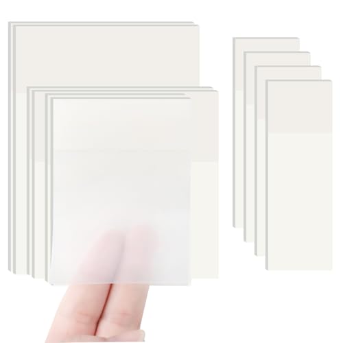 Candcamp 500pcs Transparent Sticky Notes 4 Sizes Self-Adhesive Clear Sticky Notes Book Annotation Kit for School Office Home