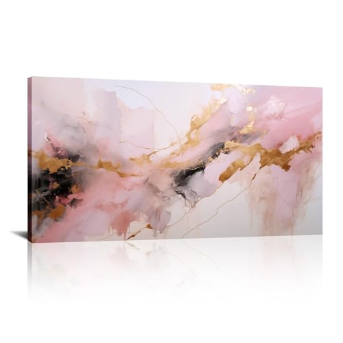 Tableau marbre rose doré moderne pour sublimer la décoration murale d'une chambre à coucher