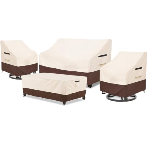 Waterproof Outdoor Patio Furniture Covers 4 Piece Set,XXL-Large,Beige