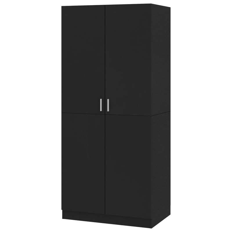 Eleganz Armario negro 80 x 52 x 180 cm de material de madera - Armario moderno para dormitorio y apartamento - Almacenamiento estable para ropa y accesorios