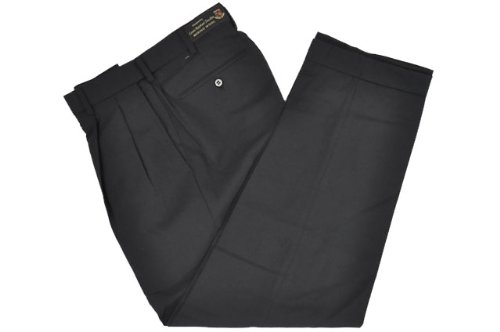 Louis Raphael Men's Luxe 100% Wool Pleated Dress Pant with Hidden Extension Waist Band