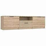vidaXL Meuble TV, Chêne Sonoma, 140x35x40 cm, Bois d’ingénierie, Support TV Jusqu’à 60