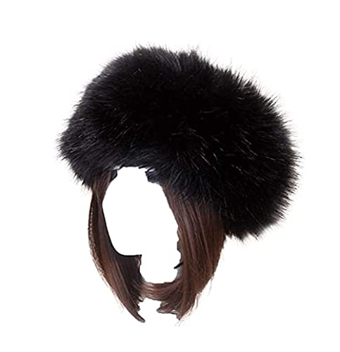XIXIMAON Chapka en Fausse Fourrure Femme Style Russe Toque Chapeau d'hiver Épais et Chaud Bonnet Polaire Casquette Mode Élégant pour Ski Plein Air (Taille Unique, Noir) Cover