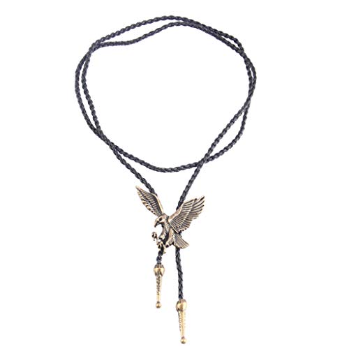 Image of Western Black Bolo Tie for Men and Women,Native American Leather Bolo Tie String