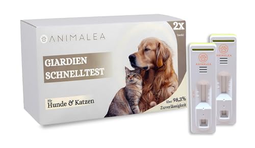 Animalea 2X Giardien Schnelltest Hund & Katze - Giardien Test mit über 98% Zuverlässigkeit - Zuverlässig als Test für Hunde und Katzen bei Durchfall zum Nachweis Giardia-Antigenen