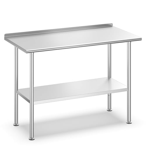 Comparison: Best Material For Outdoor Kitchen Countertops 7 Atelicf All-Stainless Steel Prep Table, 24 X 48 Inches, with Rounded-Corner Backsplash and Adjustable Undershelf, Heavy-Duty for Outdoor Use,Restaurants,Hotels,Workshops,Kitchens,Gardens, and Garages