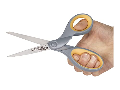 Westcott Titanium 8-Inch Straight Scissor (13529) - Single, Grey with Yellow - Image 6
