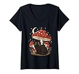 Photo Gallery donna vintage cottagecore estetica gatto fungo grafica fairycore maglietta con collo a v Photo Gallery donna vintage cottagecore estetica gatto fungo grafica fairycore maglietta con collo a v