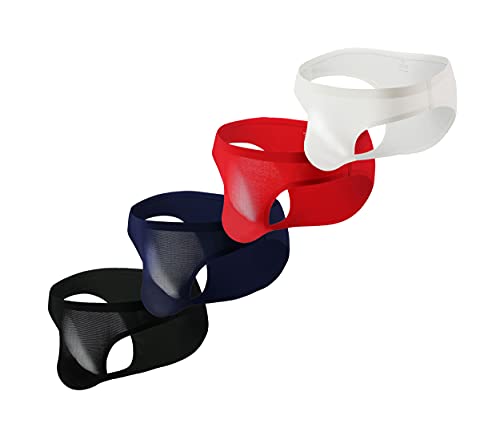 Men's Ice Silk Bikini Briefs Stripes Low Rise Bikini Underwear