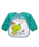 DOMENICO Waterproof Colorful Children Bib Cute Cartoon Animals Baby Bibs Full Sleeve Children Apron Long Sleeve Feeding Bibs, Pack of 1