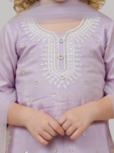 Image of A.T.U.N. (ALL THINGS UBER NICE) Girls Elegant Thread Embroidered Salwar Suit Set with Dupatta | Premium 3 Piece Traditional Ethnic Outfit for Festive Functions & Celebrations