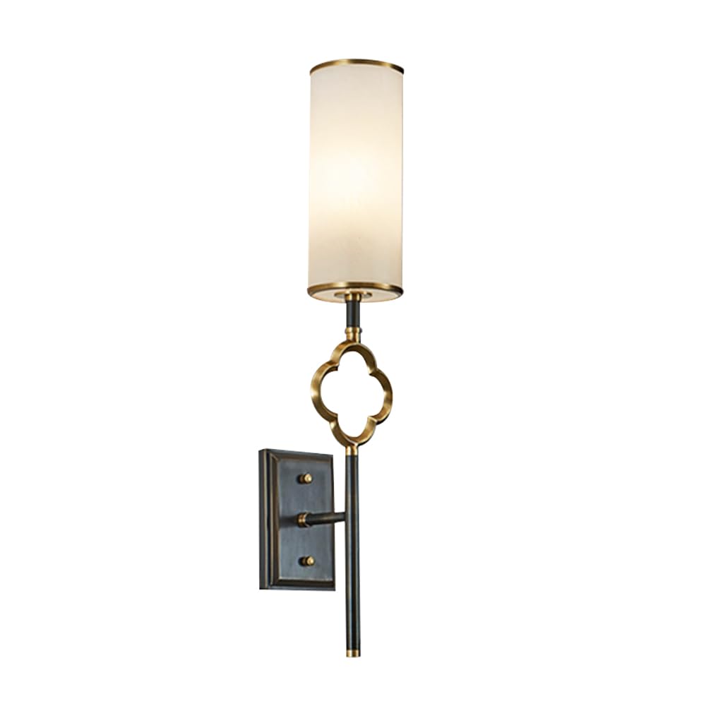 Lámpara de latón negro con aplique de cobre fino y elegante pantalla de cristal de jade