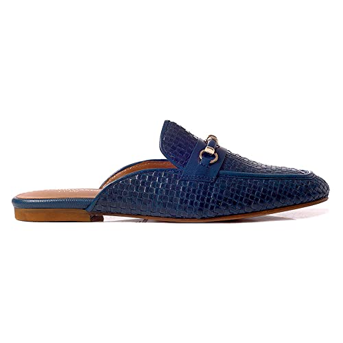 Mules en cuir de qualité supérieure bleu femme 37