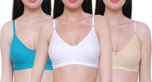 Image of INNER TOUCH Women's Cotton Non-Padded Bra (Pack of 3)