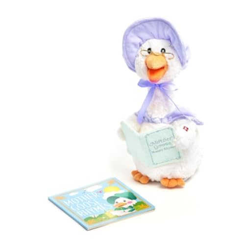 Cuddle Barn - Mother Goose Read-Along (Periwinkle) | Animated Bird Plush with Mouth Movement Recites 7 Nursery Rhymes, Comes with Board Book, 14 inches
