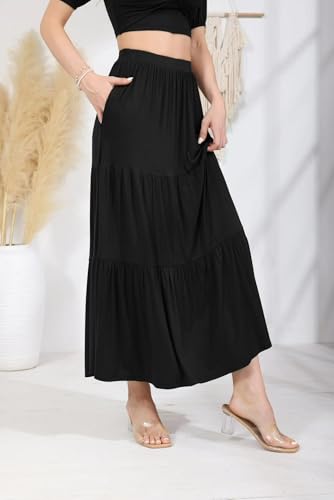 Elastic Waist Ankle Length Skirt Casual Long Skirt High Waisted Skirt Maxi Skirt Reg and Plus Size Skirt3
